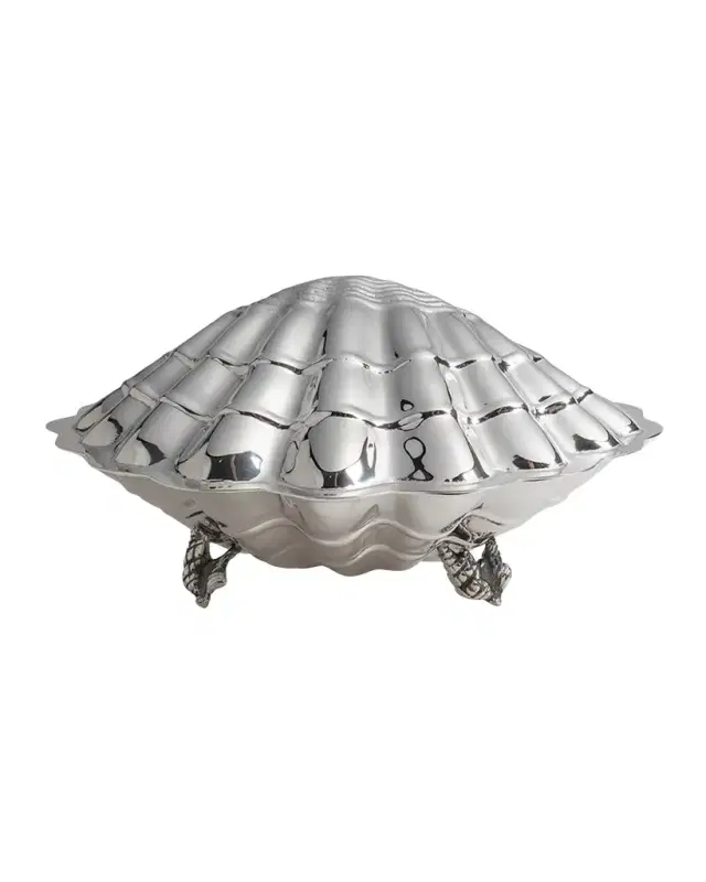 Tania Bulhoes Shell Silvertone Caviar Server