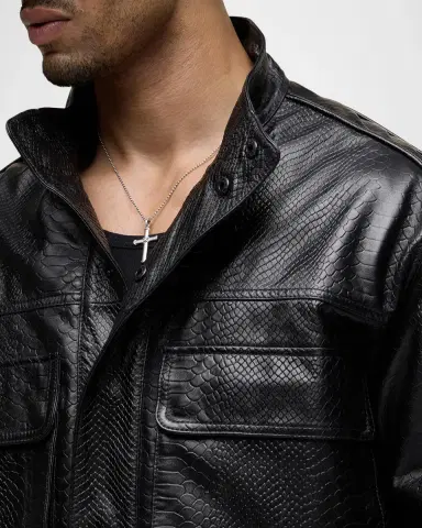 Hudson Men's Leather Stand-Collar Jacket | Thumbnail 5 Hudson Men's Leather Stand-Collar Jacket | Thumbnail 5