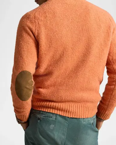 Polo Ralph Lauren Men's Wool and Cashmere Suede Elbow-Patch Crewneck Sweater | Thumbnail 3
