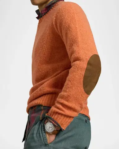 Polo Ralph Lauren Men's Wool and Cashmere Suede Elbow-Patch Crewneck Sweater | Thumbnail 5