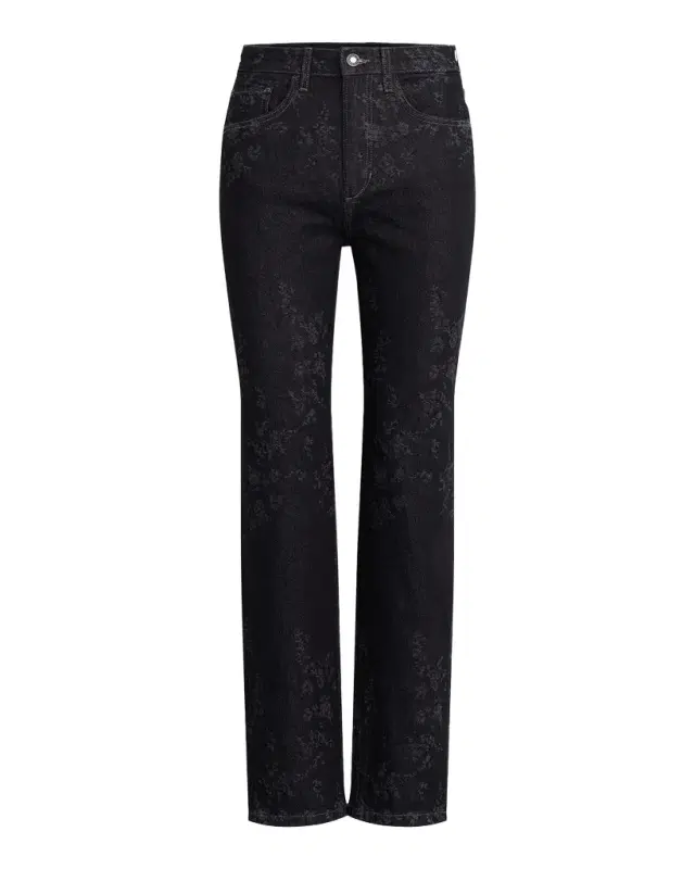 Favorite Daughter The Valentina Floral High-Rise Straight-Leg Jeans