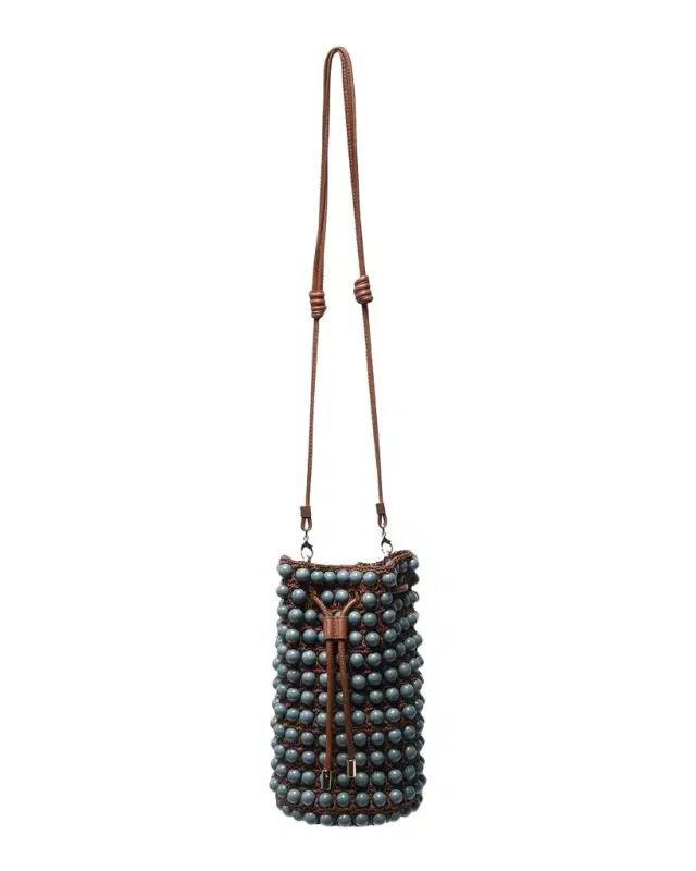 Farm Rio Beaded Macrame Bucket Bag