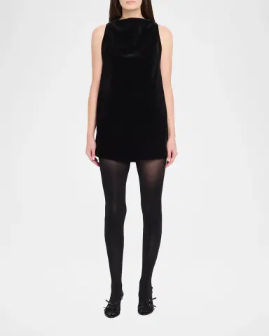 Brandon Maxwell Sable High-Neck Velvety Mini Dress | Thumbnail 2 Brandon Maxwell Sable High-Neck Velvety Mini Dress | Thumbnail 2