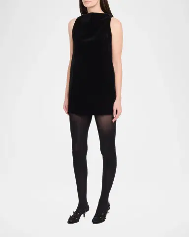 Brandon Maxwell Sable High-Neck Velvety Mini Dress | Thumbnail 4 Brandon Maxwell Sable High-Neck Velvety Mini Dress | Thumbnail 4