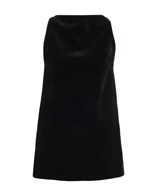 Brandon Maxwell Sable High-Neck Velvety Mini Dress