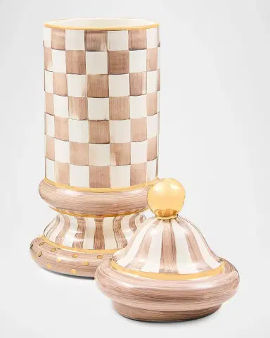MacKenzie-Childs Check Ceramic Column Storage Container | Thumbnail 2