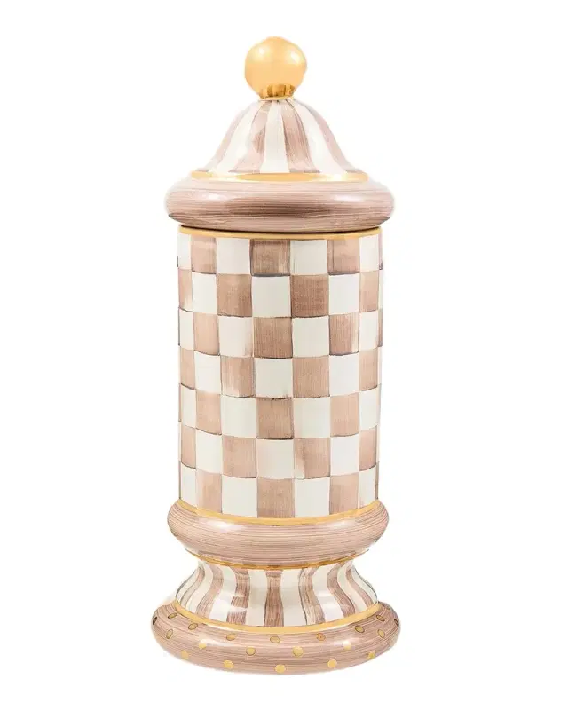 MacKenzie-Childs Check Ceramic Column Storage Container