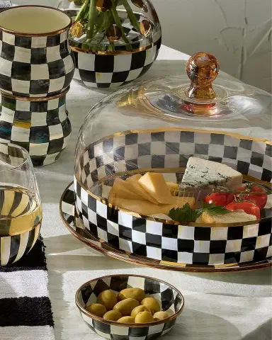 MacKenzie-Childs Courtly Check Blown Glass Cake Dome | Thumbnail 2