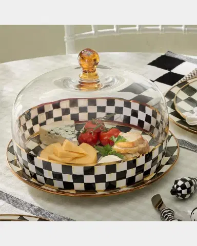 MacKenzie-Childs Courtly Check Blown Glass Cake Dome | Thumbnail 3