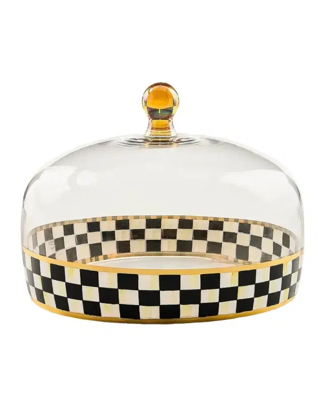 MacKenzie-Childs Courtly Check Blown Glass Cake Dome