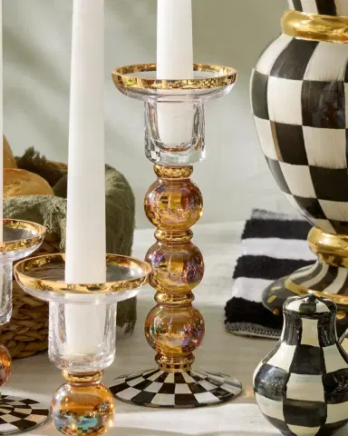 MacKenzie-Childs Courtly Check Glass Candleholder | Thumbnail 4