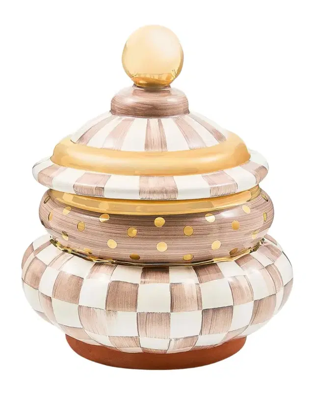 MacKenzie-Childs Check Ceramic Groovy Storage Container