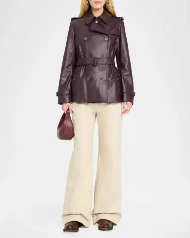 Burberry Kensington Leather Belted Short Trench Jacket | Thumbnail 2 Burberry Kensington Leather Belted Short Trench Jacket | Thumbnail 2