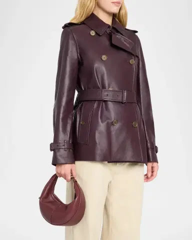 Burberry Kensington Leather Belted Short Trench Jacket | Thumbnail 4 Burberry Kensington Leather Belted Short Trench Jacket | Thumbnail 4