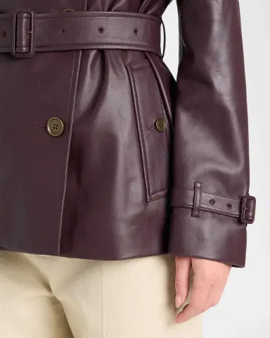 Burberry Kensington Leather Belted Short Trench Jacket | Thumbnail 5 Burberry Kensington Leather Belted Short Trench Jacket | Thumbnail 5