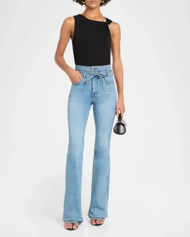 Veronica Beard Beverly Belted High-Rise Flare Jeans | Thumbnail 2 Veronica Beard Beverly Belted High-Rise Flare Jeans | Thumbnail 2