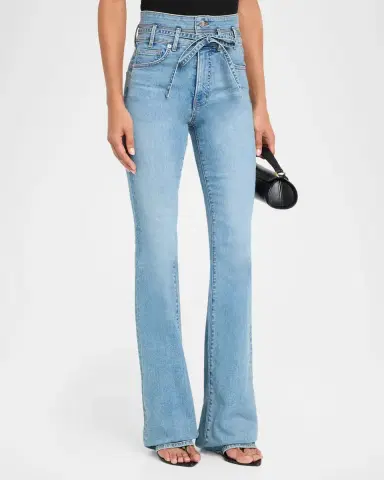Veronica Beard Beverly Belted High-Rise Flare Jeans | Thumbnail 4 Veronica Beard Beverly Belted High-Rise Flare Jeans | Thumbnail 4