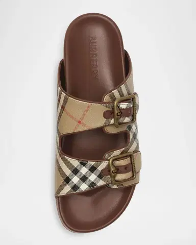 Burberry Urchin Check Dual-Buckle Slide Sandals | Thumbnail 3 Burberry Urchin Check Dual-Buckle Slide Sandals | Thumbnail 3