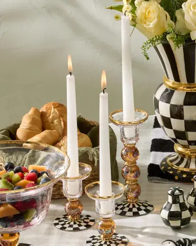 MacKenzie-Childs Courtly Check Glass Candleholder | Thumbnail 3