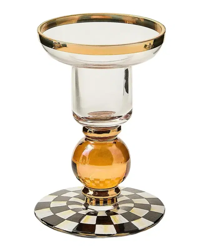 MacKenzie-Childs Courtly Check Glass Candleholder