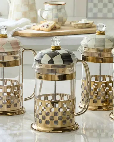 MacKenzie-Childs Courtly Check Glass & Enamel French Press | Thumbnail 4