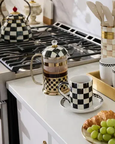MacKenzie-Childs Courtly Check Glass & Enamel French Press | Thumbnail 5