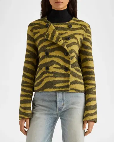 Proenza Schouler Courtney Zebra Wool-Cashmere Jacket | Thumbnail 3 Proenza Schouler Courtney Zebra Wool-Cashmere Jacket | Thumbnail 3