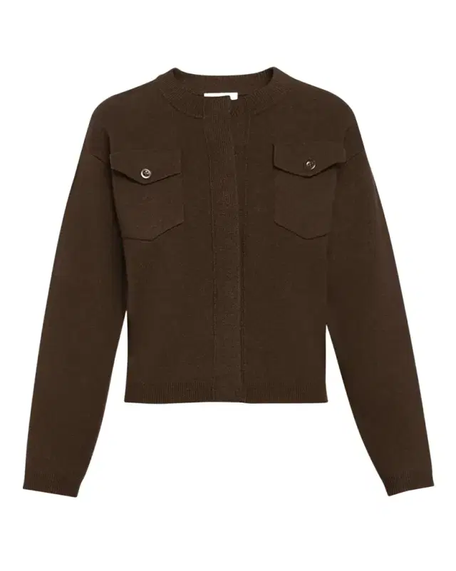 Vince Flap Pocket Wool-Blend Sweater Jacket