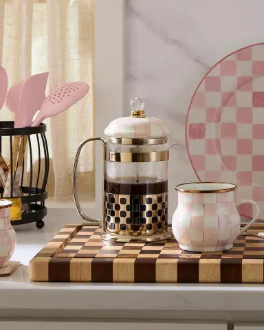MacKenzie-Childs Courtly Check Glass & Enamel French Press | Thumbnail 5