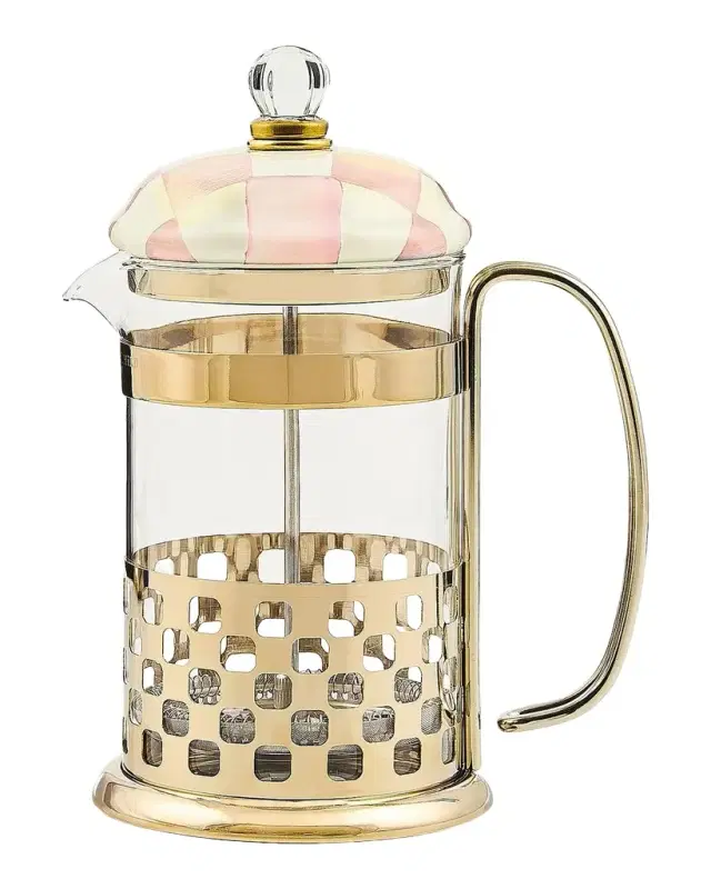 MacKenzie-Childs Courtly Check Glass & Enamel French Press