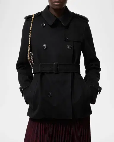 Burberry Kensington Belted Cashmere Short Trench Jacket | Thumbnail 2