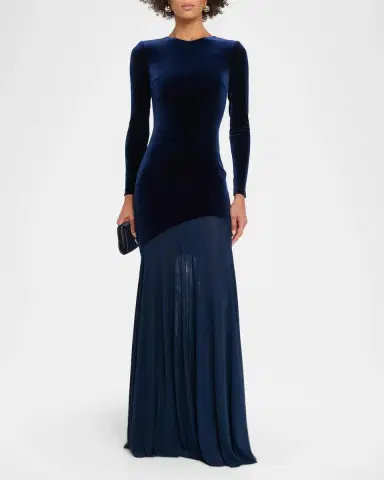 Chiara Boni La Petite Robe Janina Velvet A-Line Gown | Thumbnail 2 Chiara Boni La Petite Robe Janina Velvet A-Line Gown | Thumbnail 2