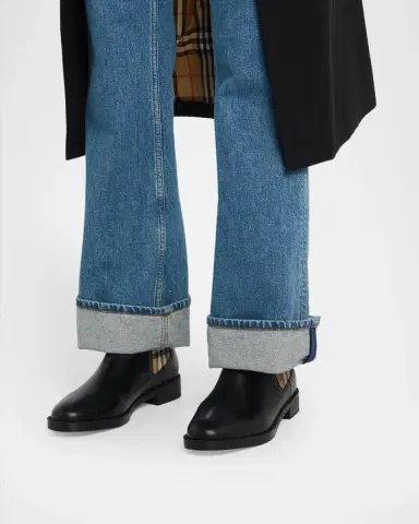 Burberry Check Leather Chelsea Boots | Thumbnail 2 Burberry Check Leather Chelsea Boots | Thumbnail 2