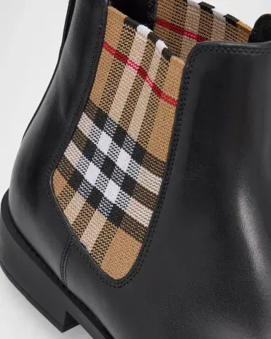 Burberry Check Leather Chelsea Boots | Thumbnail 5 Burberry Check Leather Chelsea Boots | Thumbnail 5