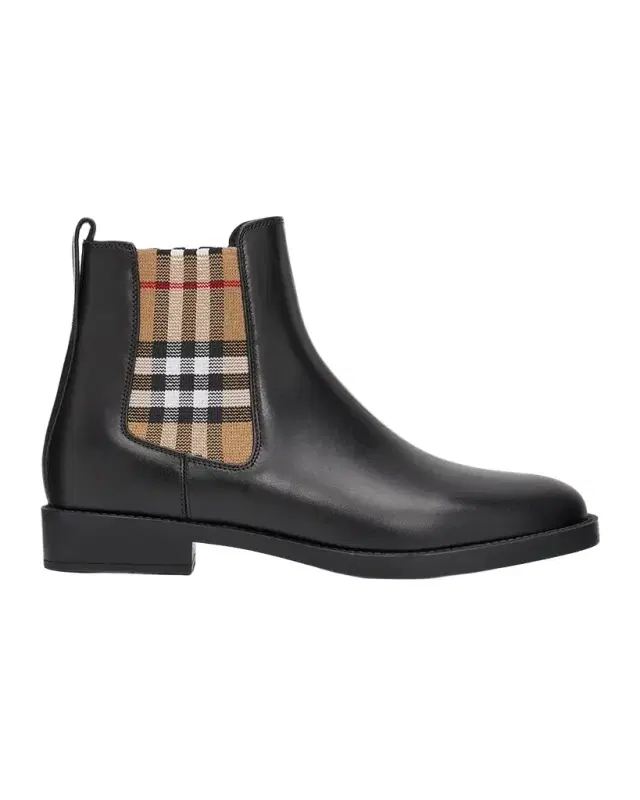 Burberry Check Leather Chelsea Boots