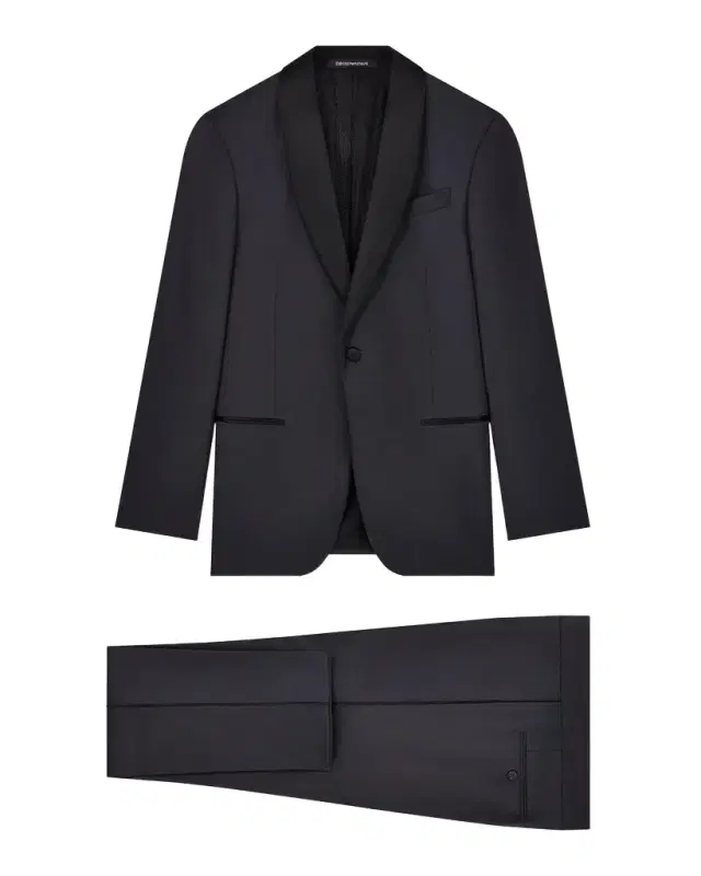 Emporio Armani Men's Wool Stretch Tuxedo with Satin Shawl Lapels