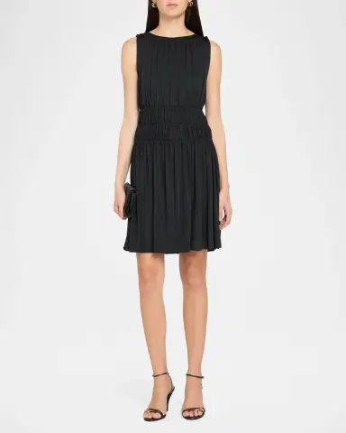 Vince Matte Jersey Gathered-Tier Sleeveless Dress | Thumbnail 2 Vince Matte Jersey Gathered-Tier Sleeveless Dress | Thumbnail 2