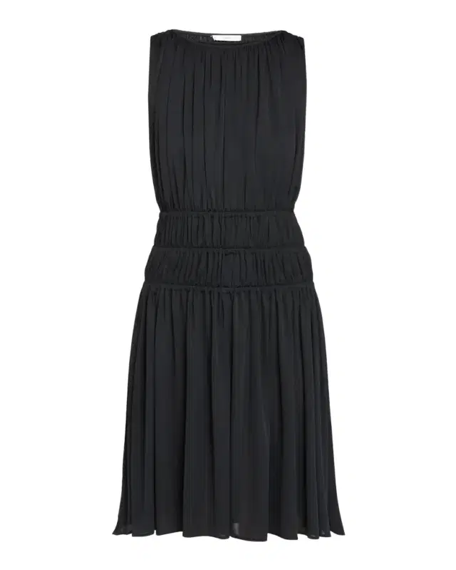 Vince Matte Jersey Gathered-Tier Sleeveless Dress