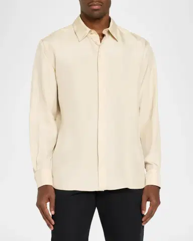 Burberry Men's Henry Silk French-Cuff Sport Shirt | Thumbnail 4