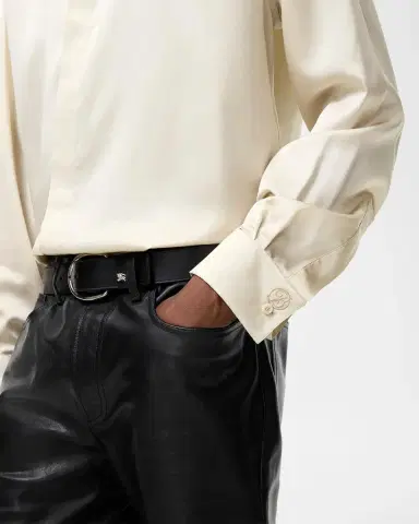 Burberry Men's Henry Silk French-Cuff Sport Shirt | Thumbnail 5