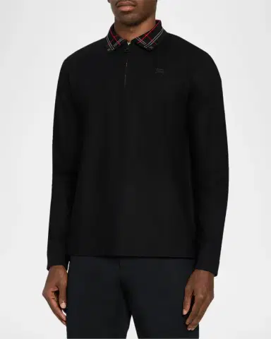 Burberry Men's Pelham Half-Zip Polo Sweater | Thumbnail 4 Burberry Men's Pelham Half-Zip Polo Sweater | Thumbnail 4