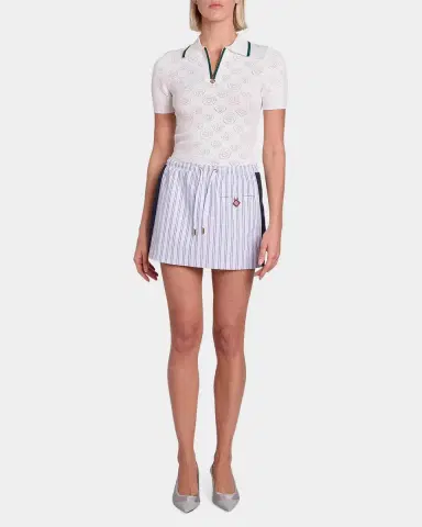Casablanca Short-Sleeve Monogram Pointelle Knit Polo Shirt | Thumbnail 2