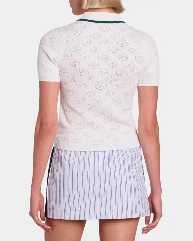 Casablanca Short-Sleeve Monogram Pointelle Knit Polo Shirt | Thumbnail 3