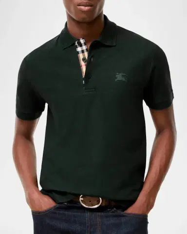 Burberry Men's Eddie EKD Check-Placket Polo Shirt | Thumbnail 2