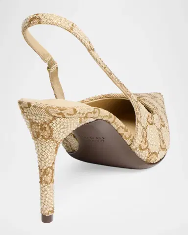 Gucci Donna 80MM Embellished GG Slingback Pumps | Thumbnail 2 Gucci Donna 80MM Embellished GG Slingback Pumps | Thumbnail 2