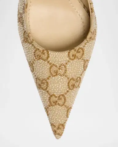 Gucci Donna 80MM Embellished GG Slingback Pumps | Thumbnail 3 Gucci Donna 80MM Embellished GG Slingback Pumps | Thumbnail 3