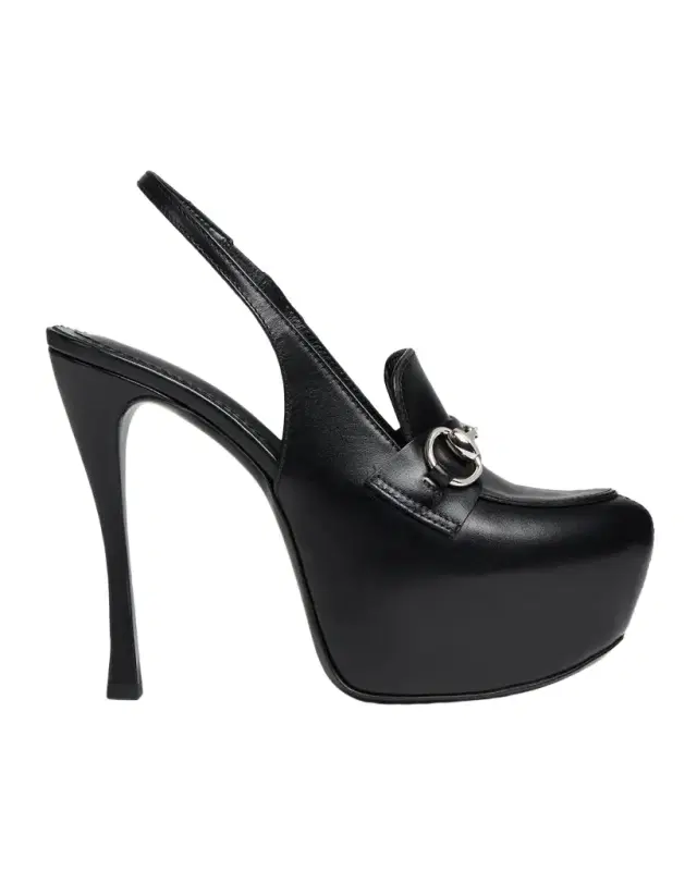 Gucci Fame Leather Platform Slingback Pumps