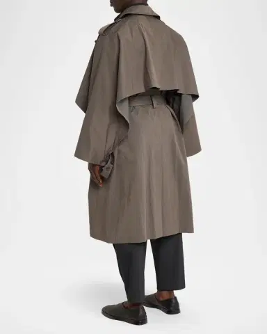 Issey Miyake Men's Overlap Cotton-Blend Cape Coat | Thumbnail 3 Issey Miyake Men's Overlap Cotton-Blend Cape Coat | Thumbnail 3
