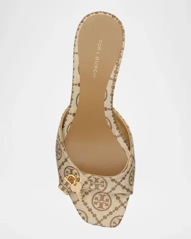 Tory Burch 55mm T Monogram Canvas Lock Mule Sandals | Thumbnail 4 Tory Burch 55mm T Monogram Canvas Lock Mule Sandals | Thumbnail 4