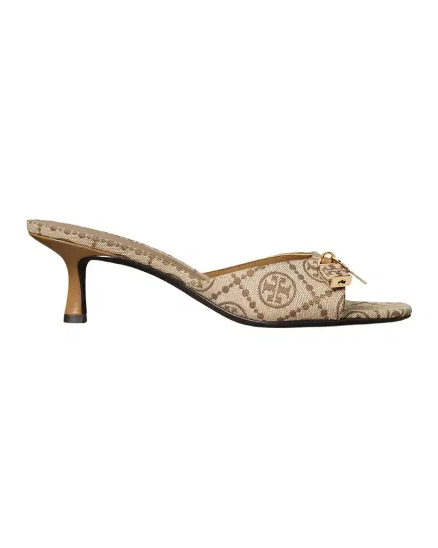 Tory Burch 55mm T Monogram Canvas Lock Mule Sandals